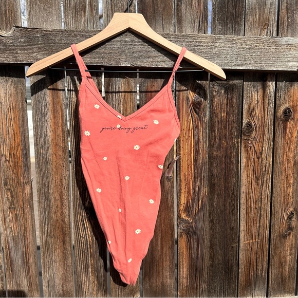 “You’re Doing Great” Victorias Secret Thong Bodysuit w/ Floral Design ( XS) - Picture 4 of 9